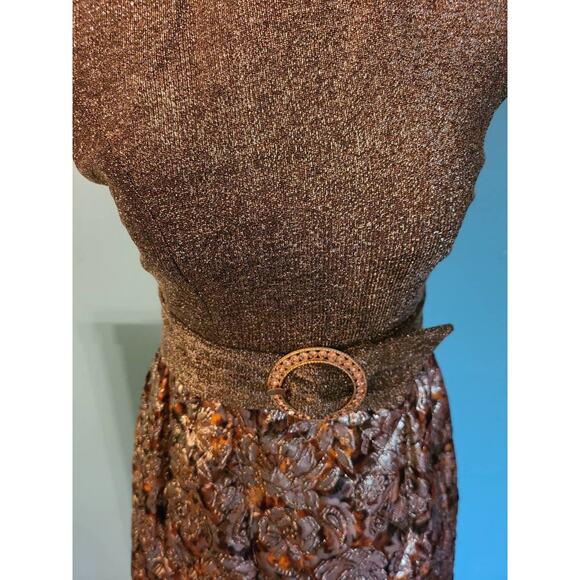 Women's Vintage 1960s Metallic Mod Mini Dress Size Small Mockneck Quilted Formal - Picture 3 of 6